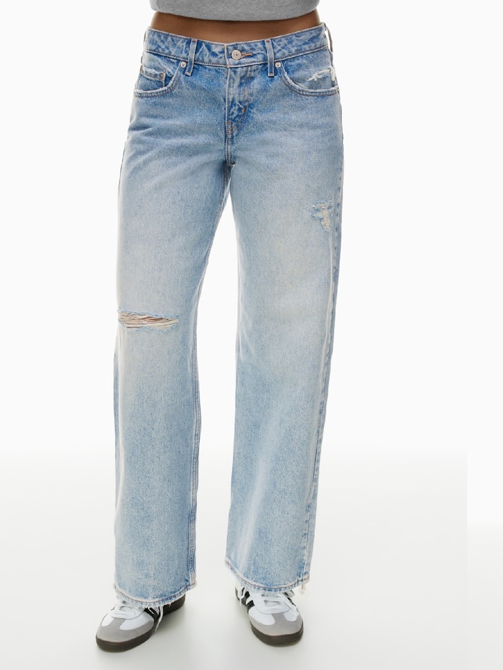 Levi's Low Loose Light Blue Distressed Wide-Leg Jeans